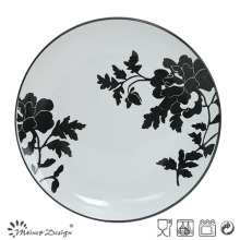 Black &amp; White Flower Design Keramik Teller